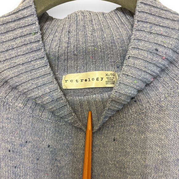 Retrology XL Cropped Knit Sweater Lightweight Turtleneck Purple / Blue - Picture 3 of 5